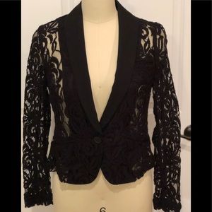 INC Black Sheer Lace Jacket-Small-NWT
